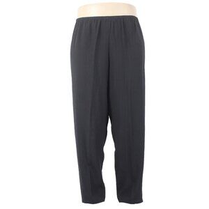 Citron 1X Pant $128 Sz 1X x 31 Black Elastic Wst Straight Leg 100% Silk Pant